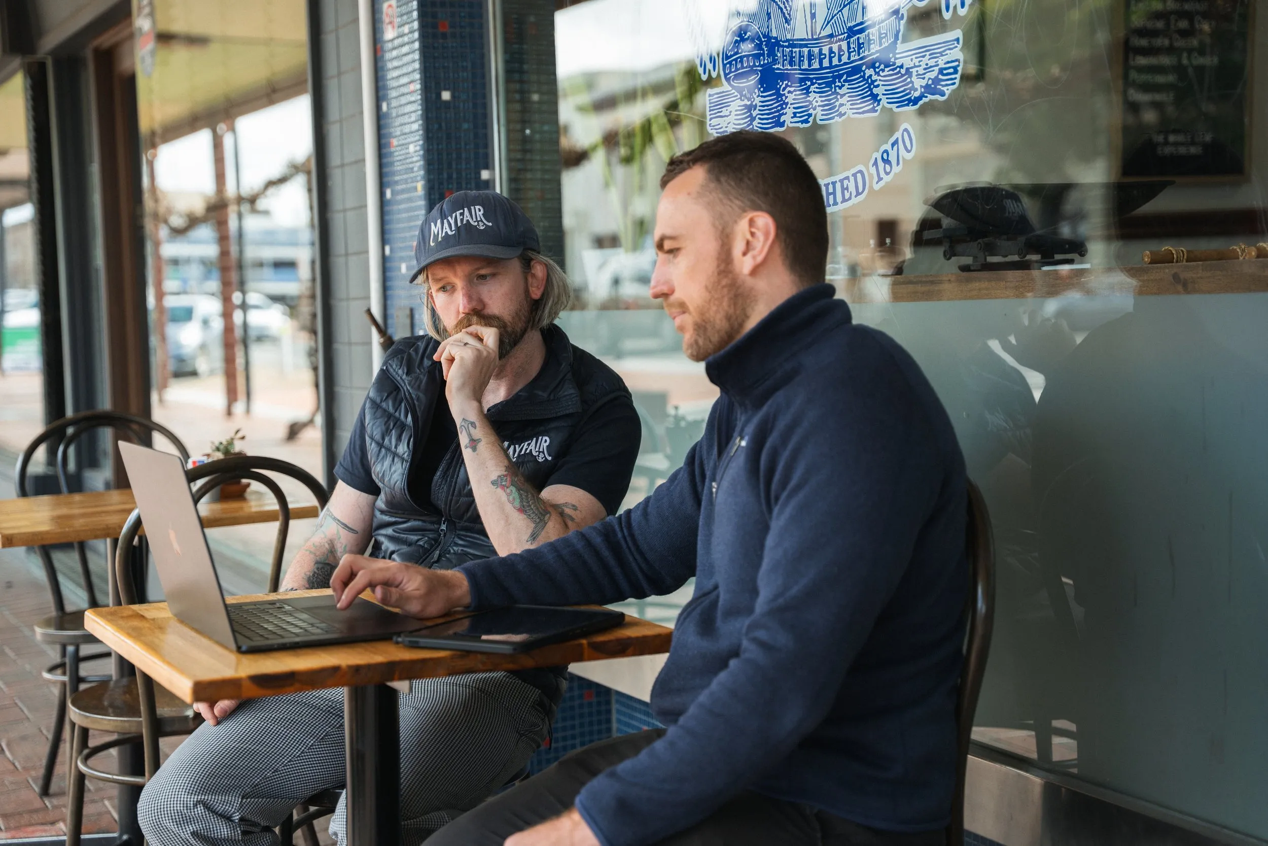 Phil Donnelly, owner of Mayfair Bakery, with Ben Emerson from Klara